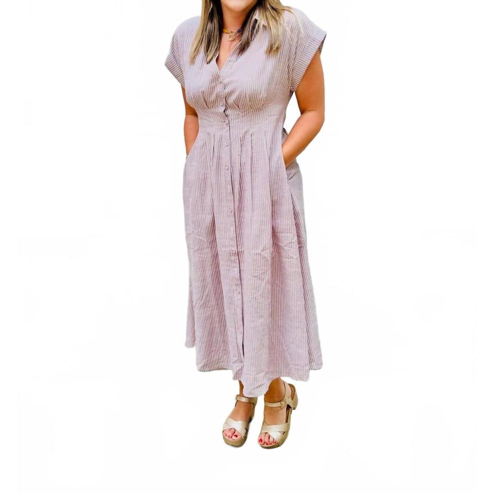 NEW MAINSTRIP layla sleeveless midi shirt dress in purple